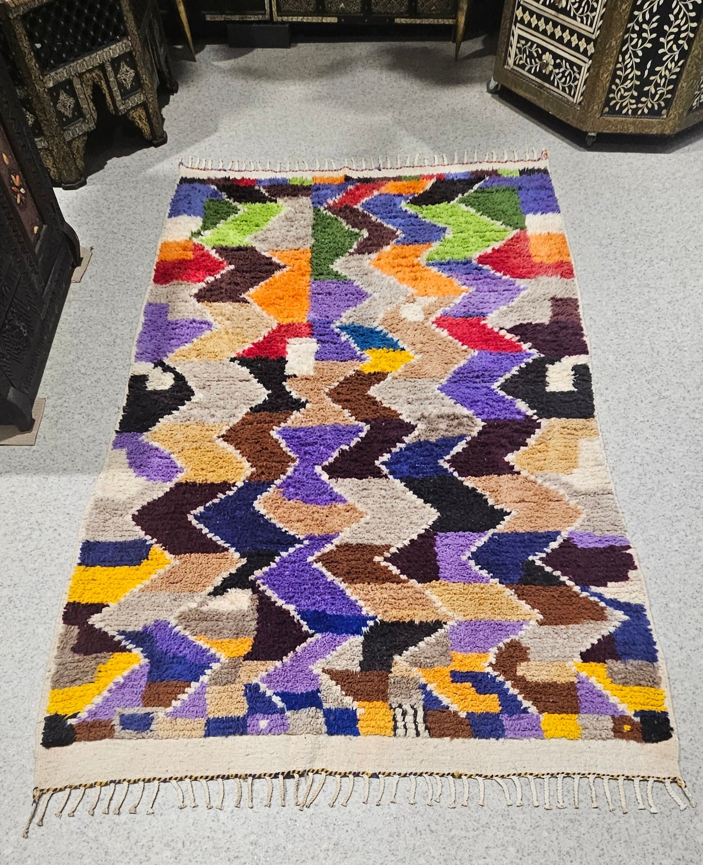 Large abstract vibrant colour Moroccan rug 42