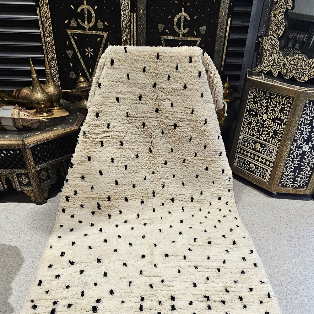 Large black and white polka dot Moroccan rug 49