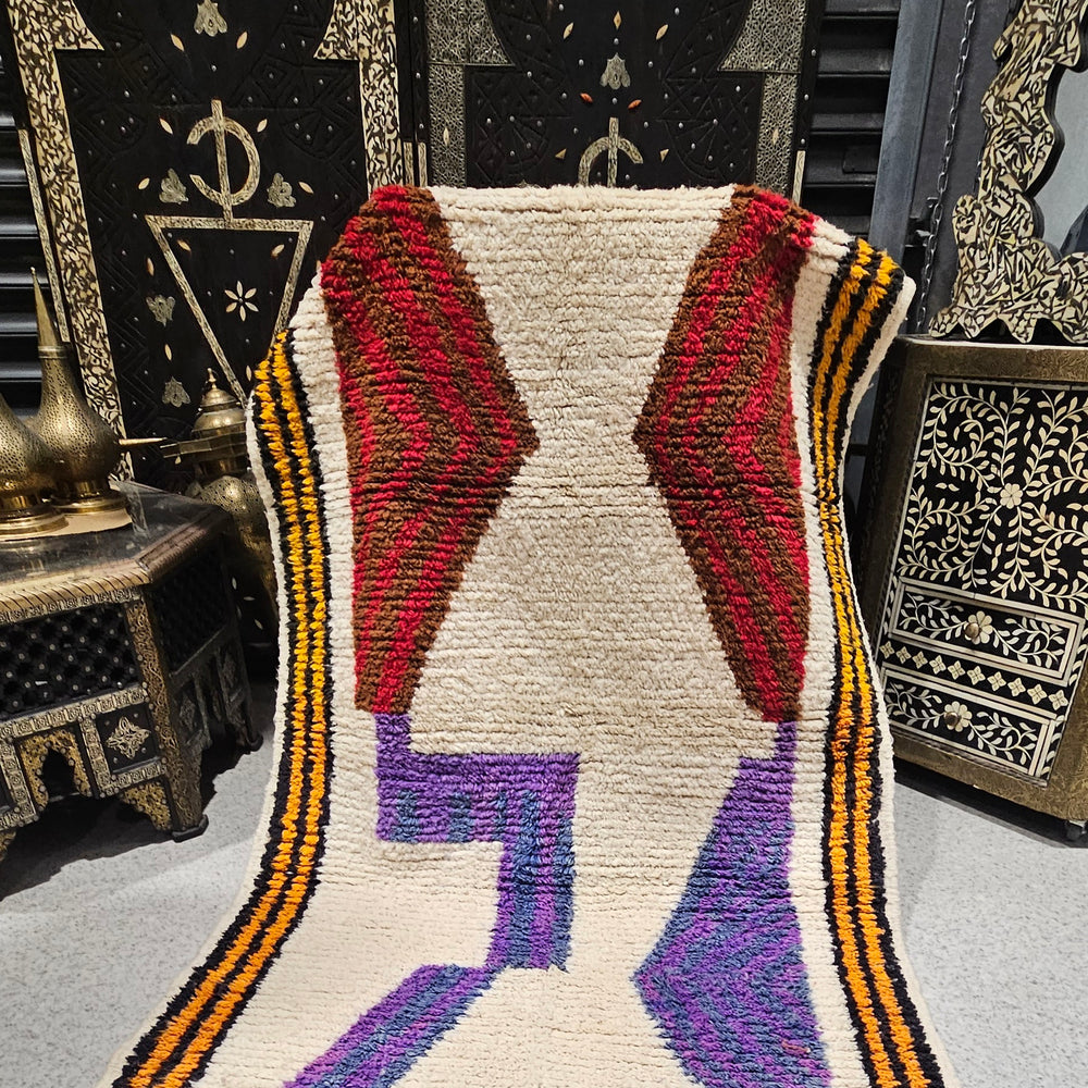 Large abstract red and purple Moroccan rug 50
