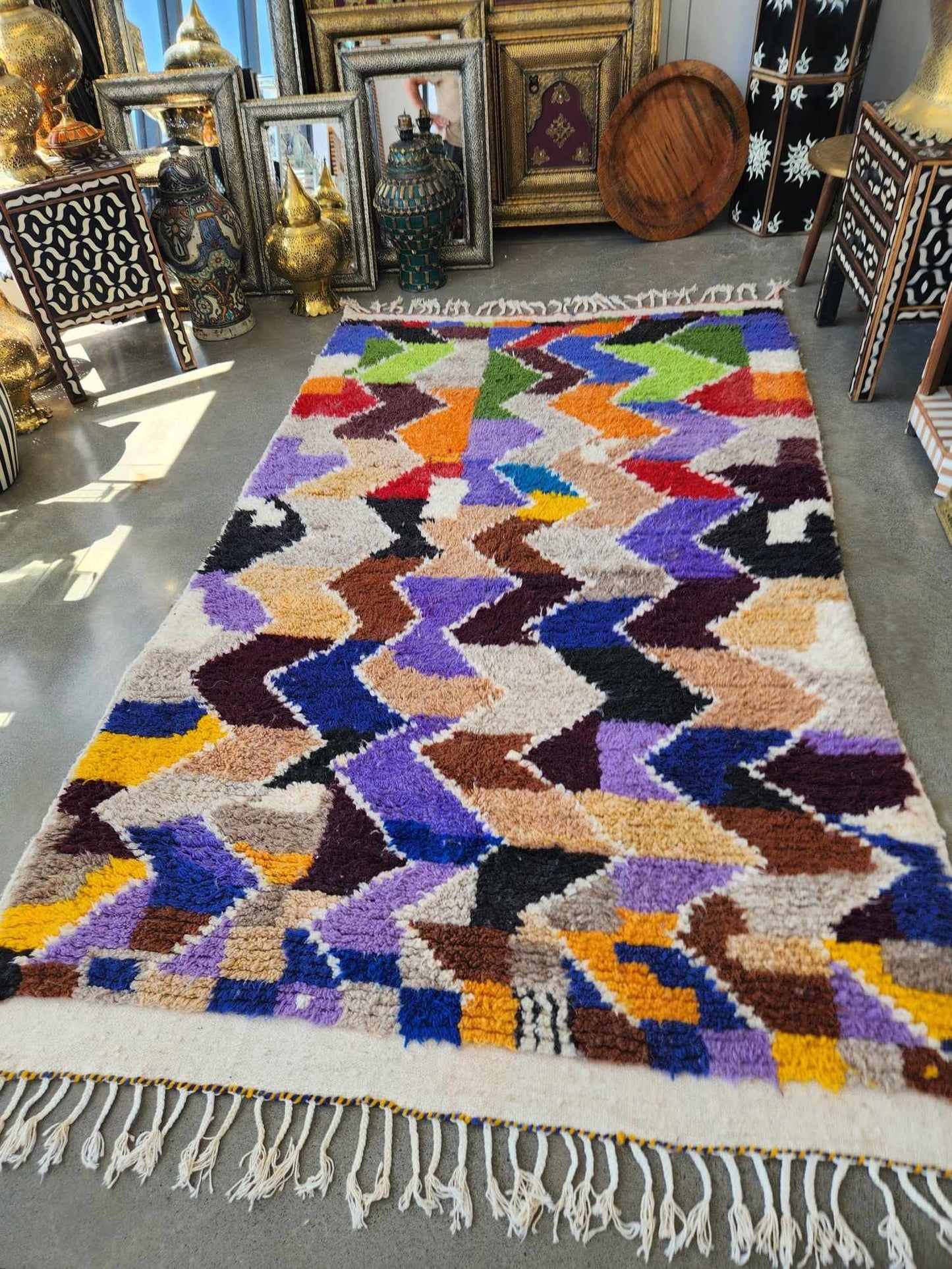 Large abstract vibrant colour Moroccan rug 42