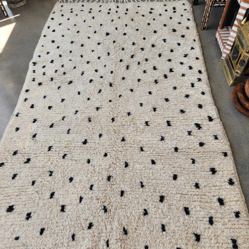 Large black and white polka dot Moroccan rug 49