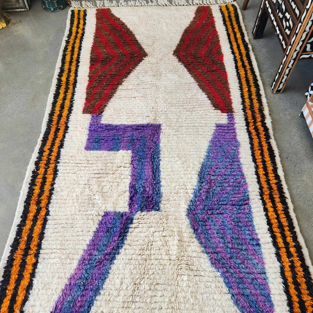 Large abstract red and purple Moroccan rug 50