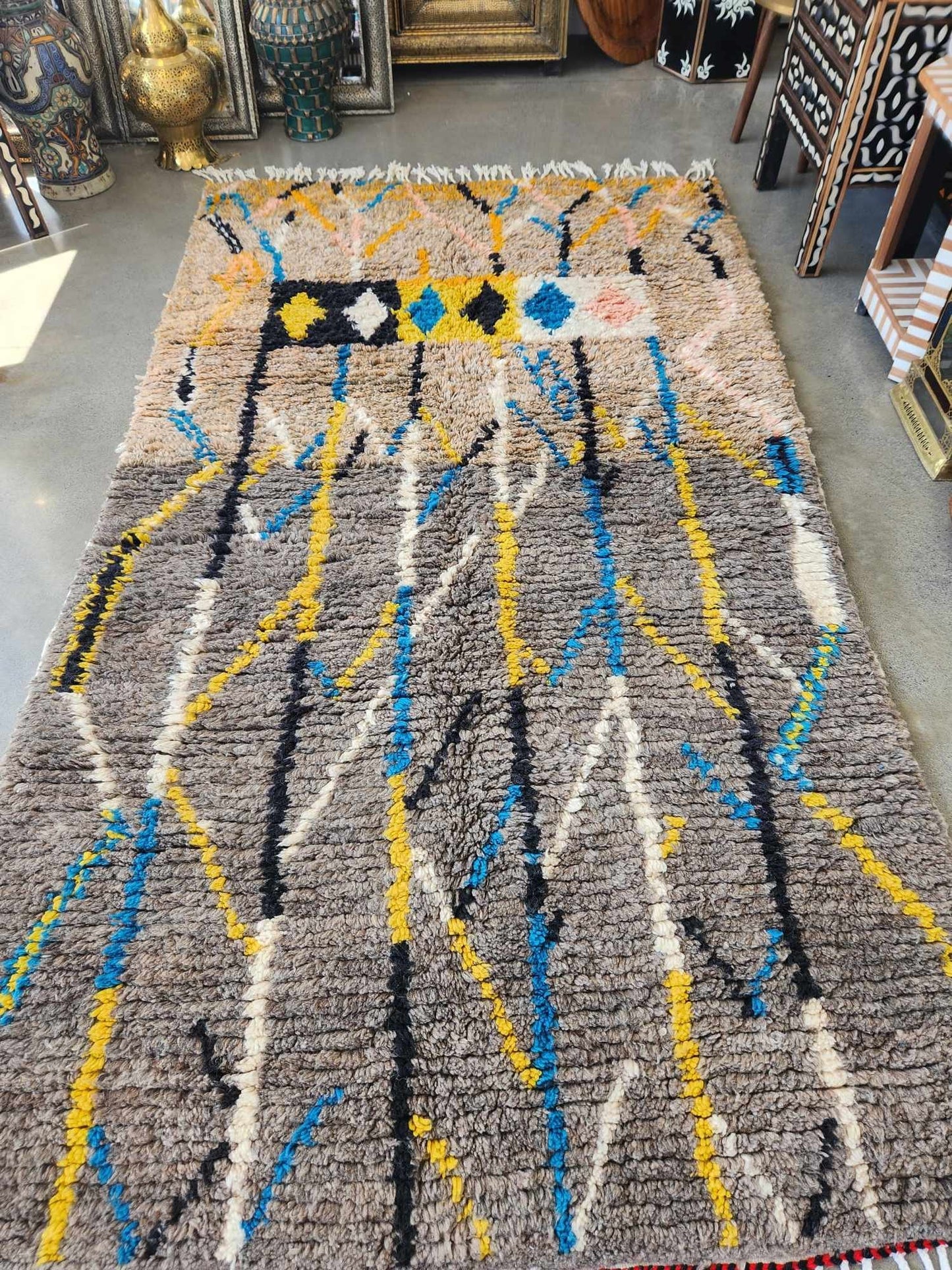 Large abstract gray tone Moroccan rug 36